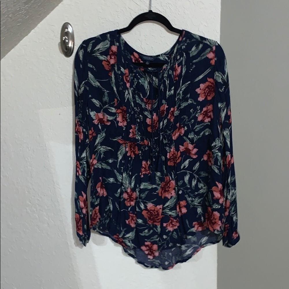 Lucky Brand Navy Floral Blouse